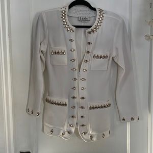 White  stretch 79 polyester and 21% LYCRA and skirt